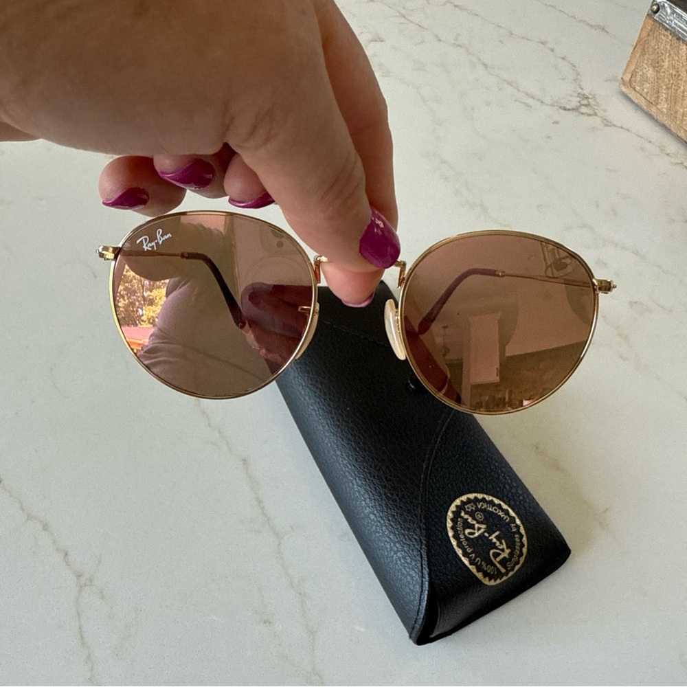 Ray-Ban Gold and Brown Sunglasses
